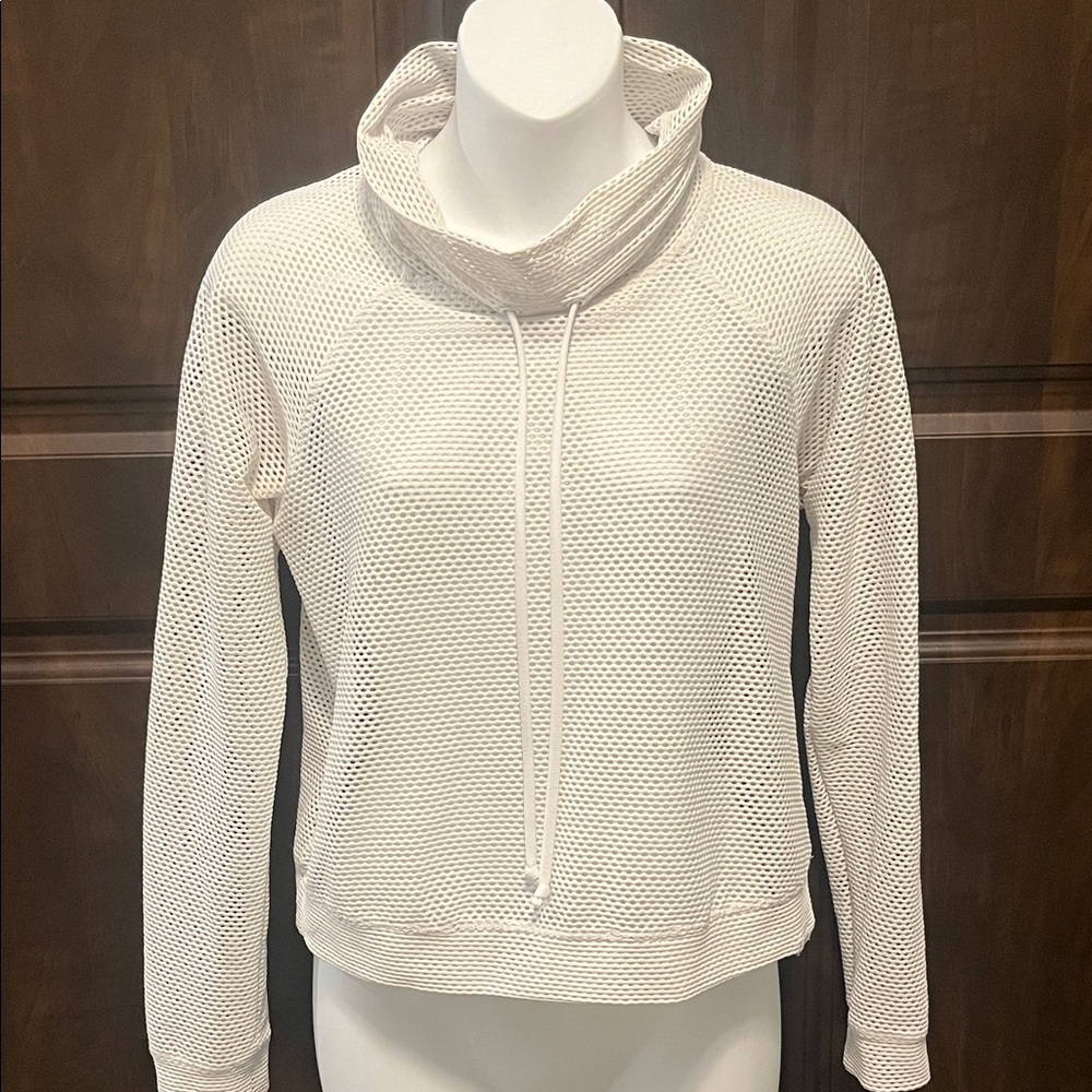 Koral Cream Mesh Funnel-Neck Sweatshirt